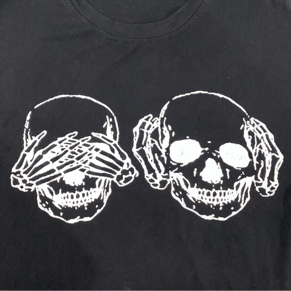 ROMWE Men’s L Short Sleeve Skulls Graphics T Shirt Black - Picture 3 of 6